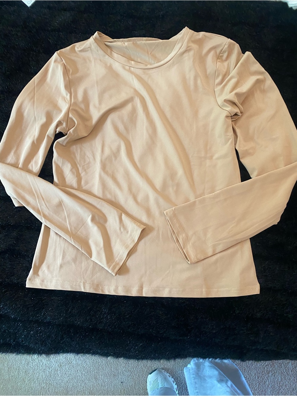 Women's Long Sleeve Crewneck Top - Beige